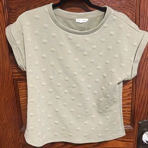Olive short sleeve, thick polkadot shirt